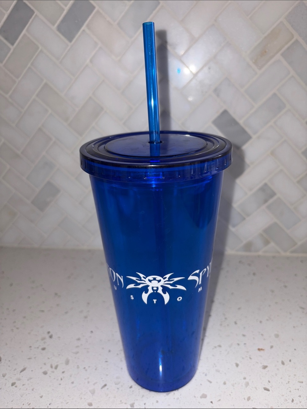 Poison Spyder Customs plastic cold beverage straw cup tumbler